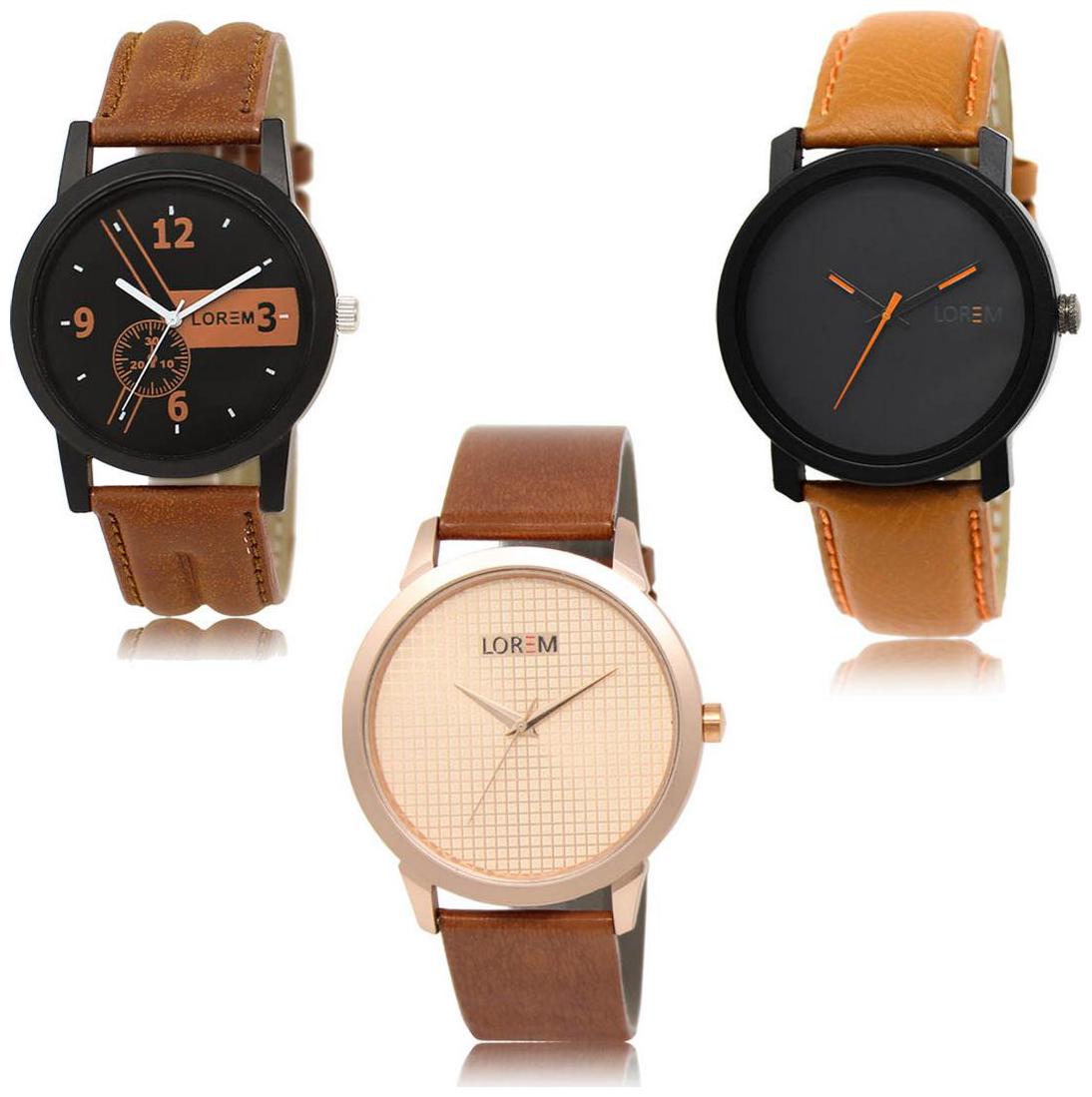 

LOREM LK-01-20-34 Multi Color Exclusive Designer Pack of 3 For Men watches