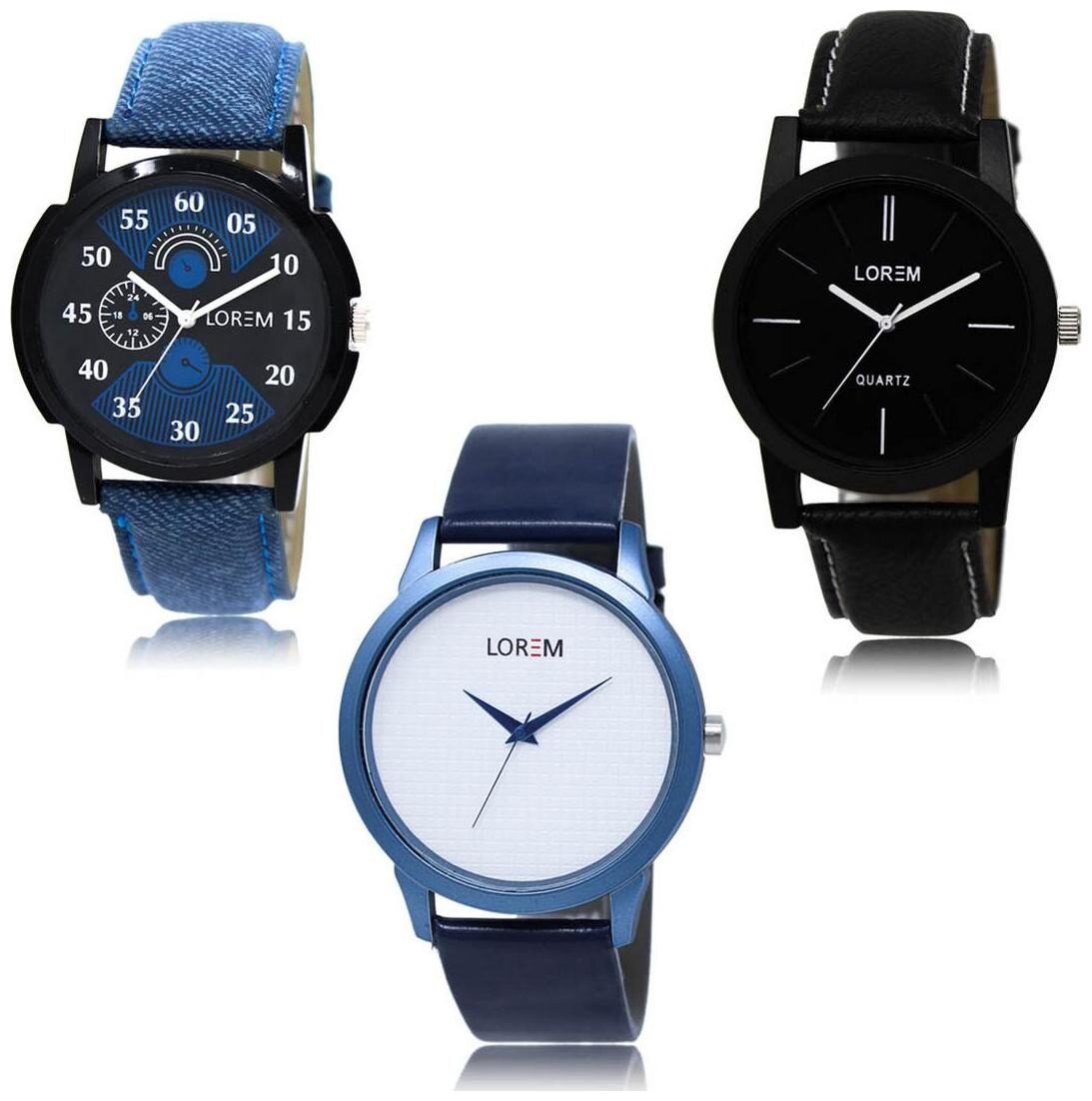 

LOREM LK-02-05-33 Multi Color Exclusive Designer Pack of 3 For Men watches