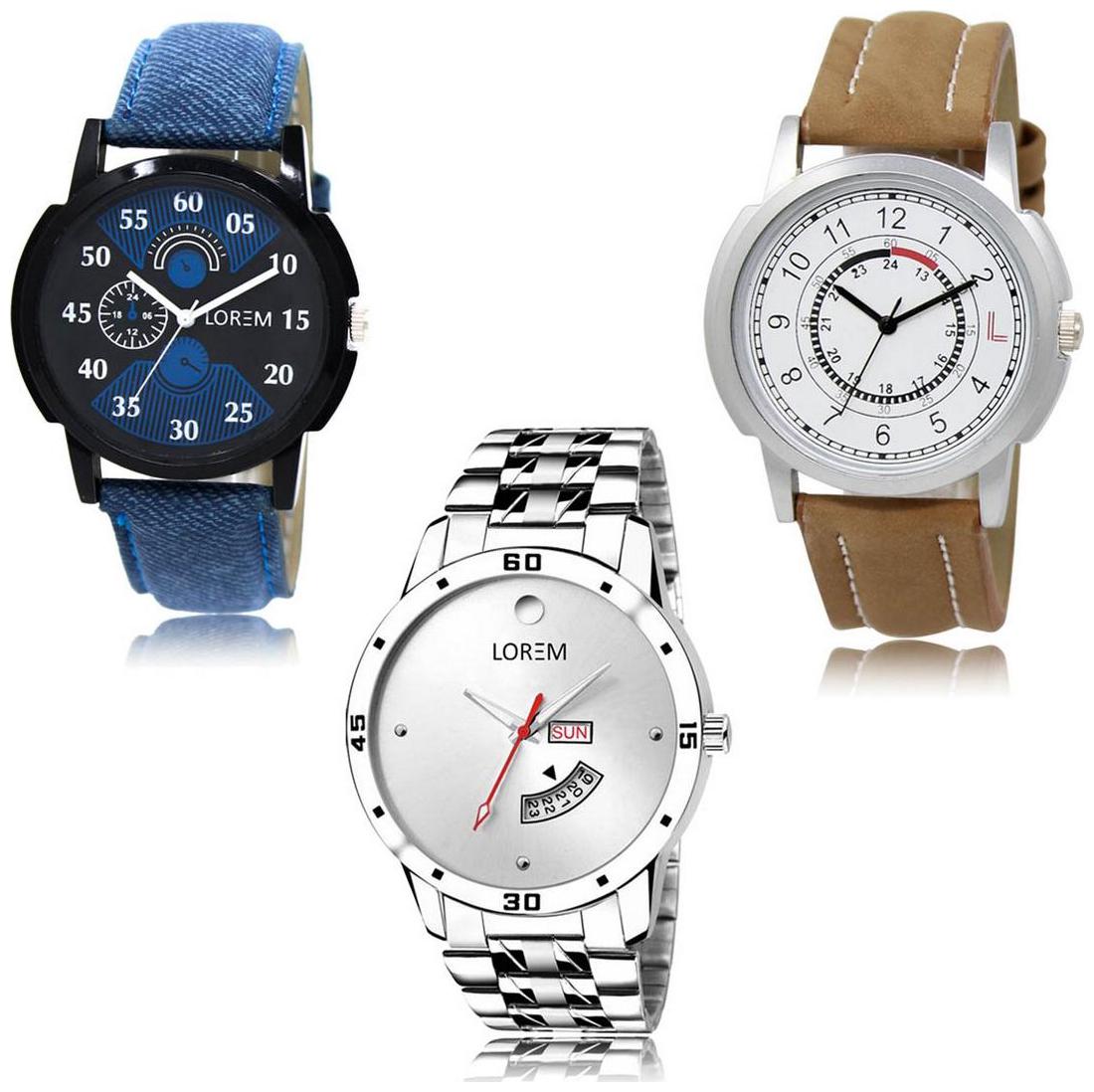 

LOREM LK-02-17-103 Day Date Function Exclusive Designer Pack of 3 For Men watches