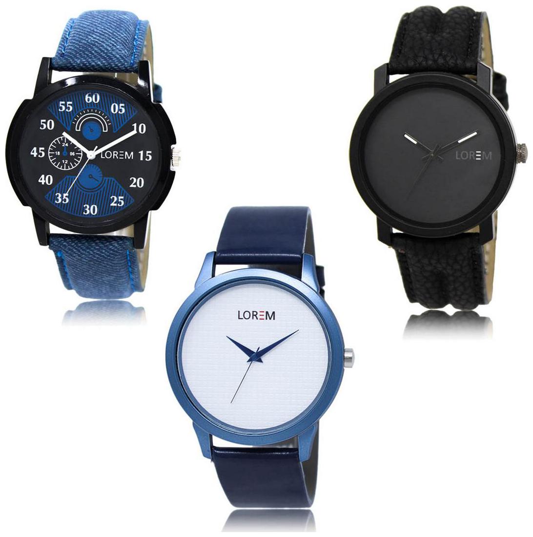 

LOREM LK-02-21-33 Multi Color Exclusive Designer Pack of 3 For Men watches