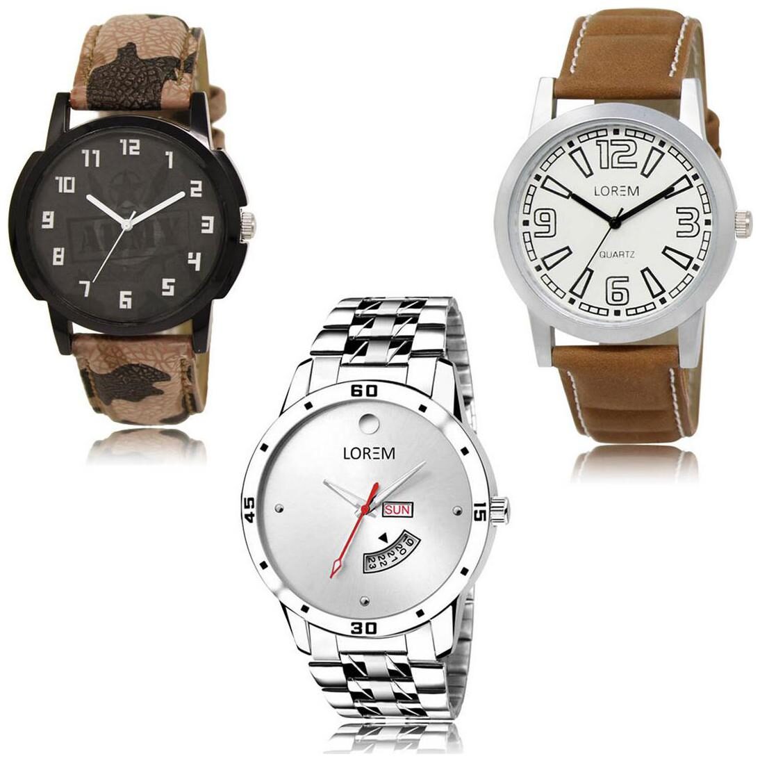 

LOREM LK-03-15-103 Day Date Function Exclusive Designer Pack of 3 For Men watches