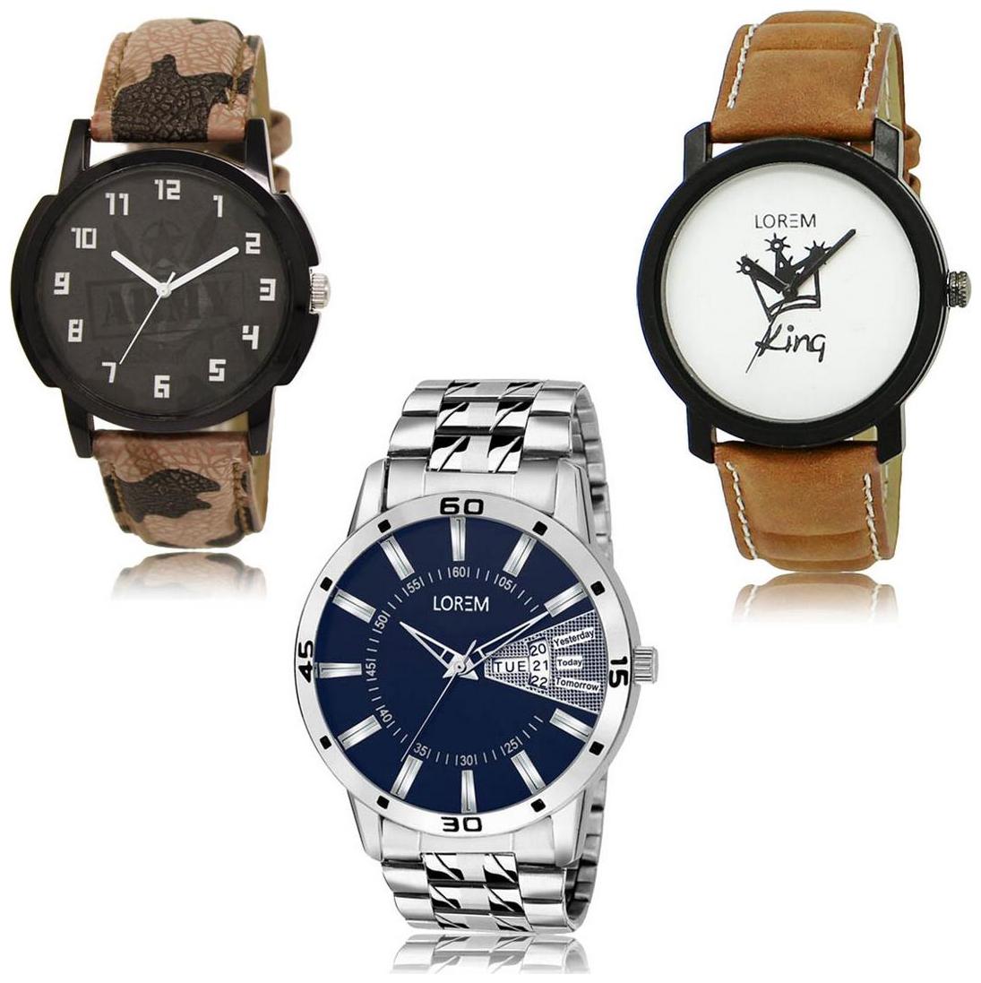 

LOREM LK-03-18-102 Day Date Function Exclusive Designer Pack of 3 For Men watches