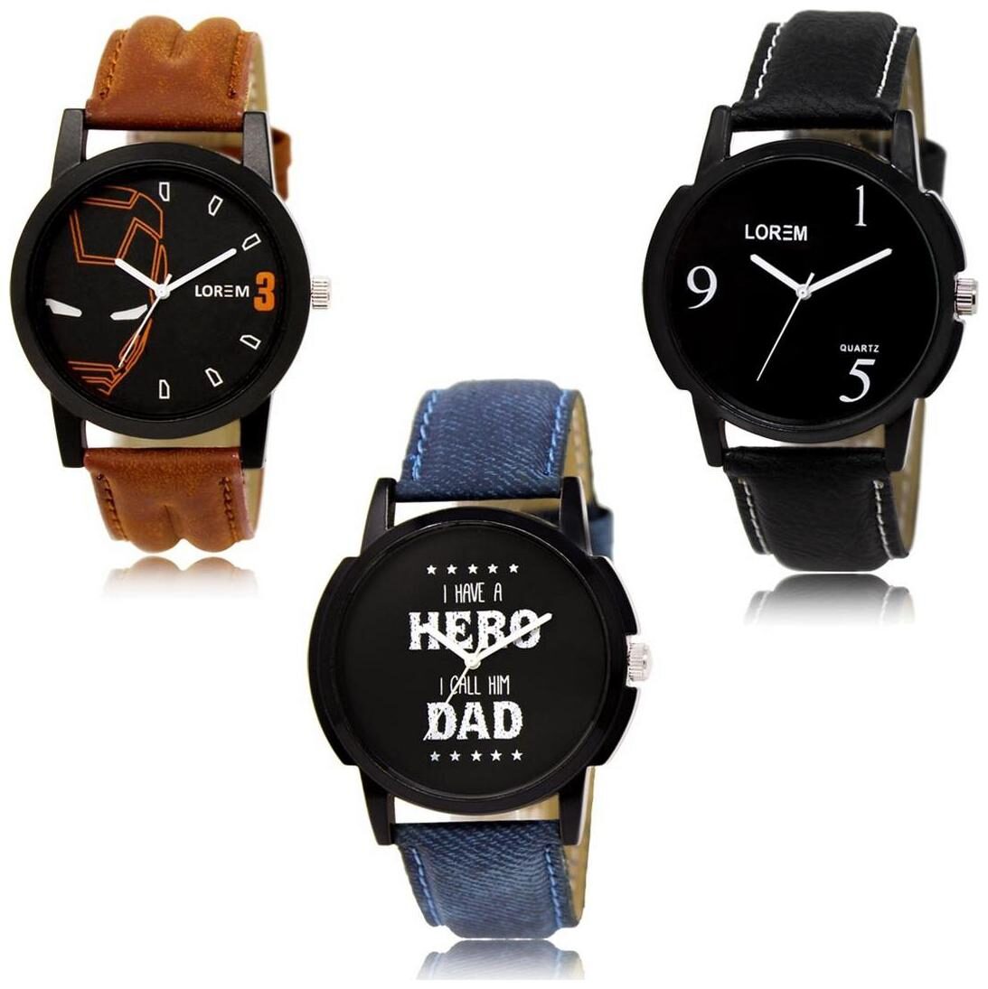 

LOREM LK-04-06-07 Multi Color Exclusive Designer Pack of 3 For Men watches