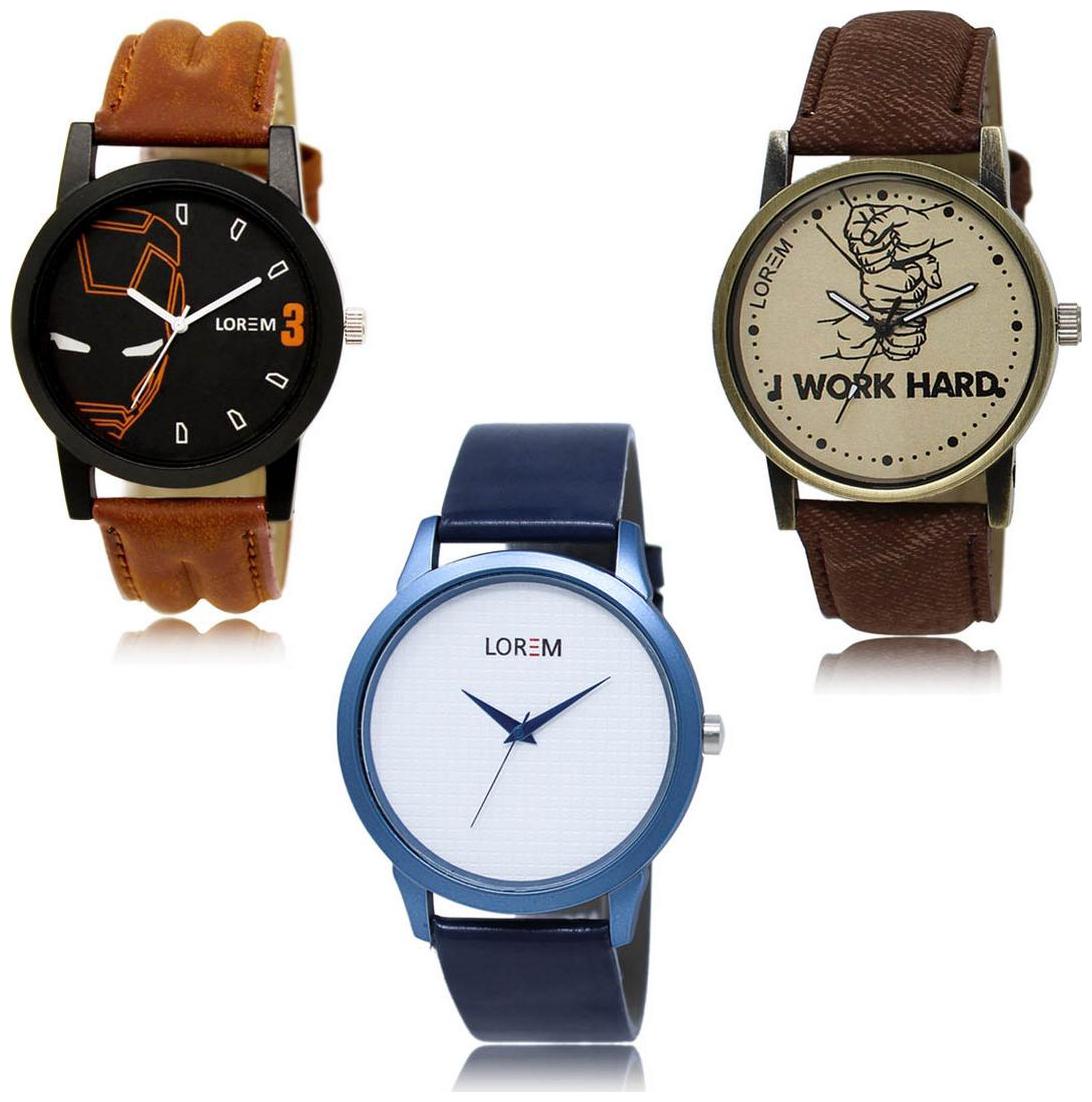 

LOREM LK-04-29-33 Multi Color Exclusive Designer Pack of 3 For Men watches