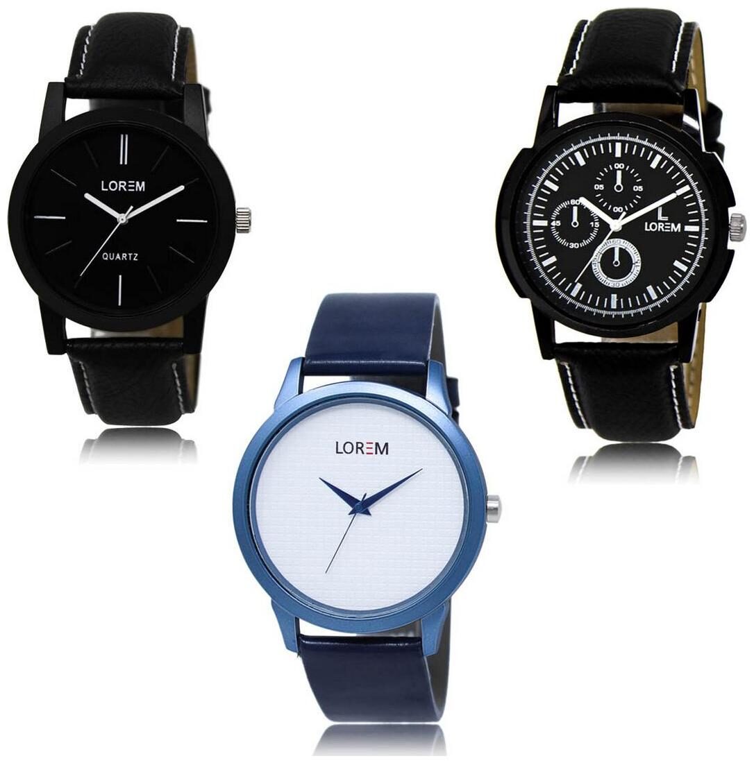 

LOREM LK-05-13-33 Multi Color Exclusive Designer Pack of 3 For Men watches