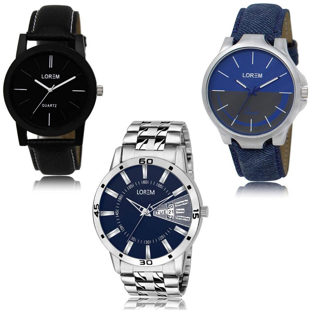 

LOREM LK-05-24-102 Day Date Function Exclusive Designer Pack of 3 For Men watches