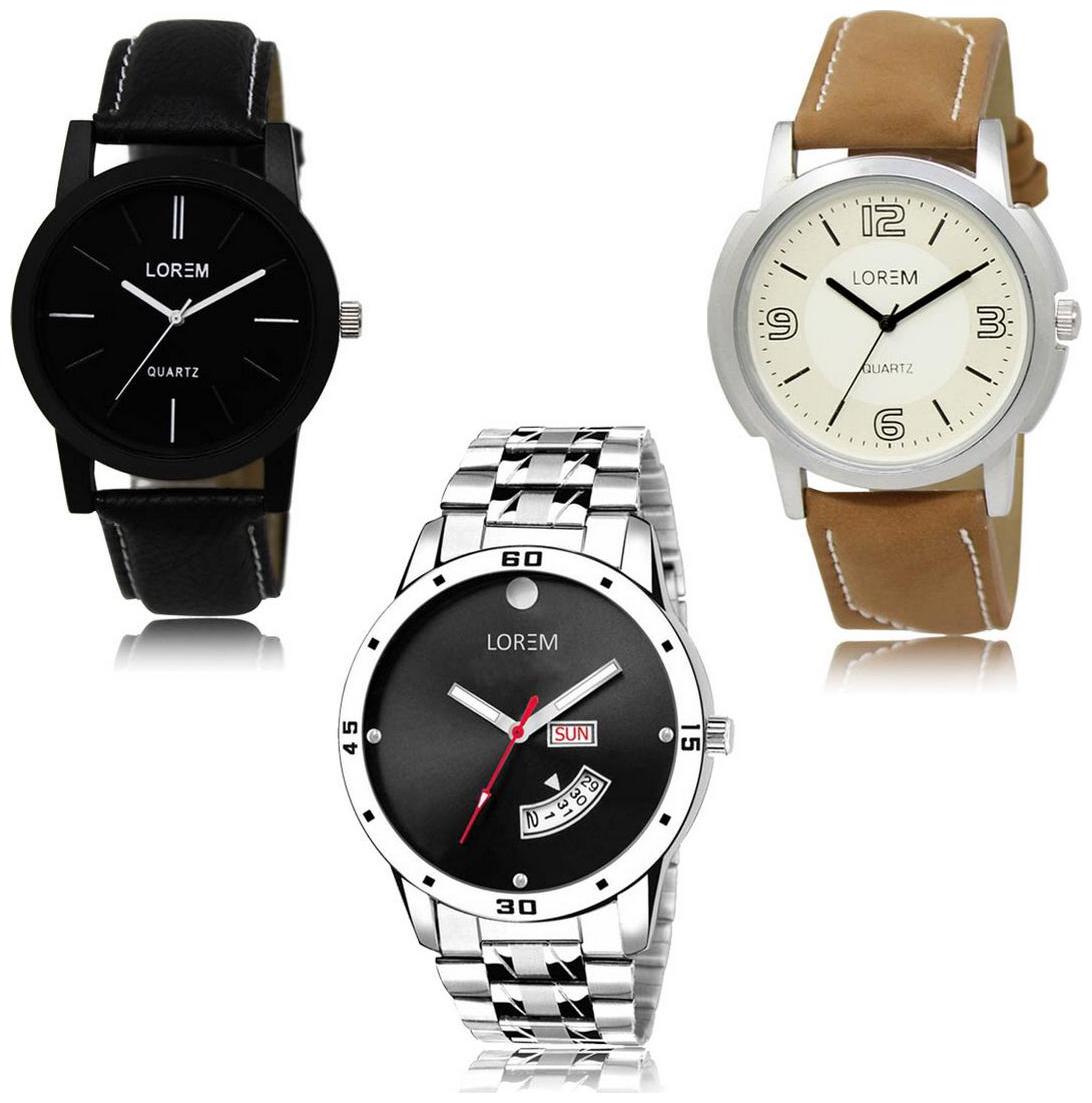 

LOREM LK-05-16-104 Day Date Function Exclusive Designer Pack of 3 For Men watches