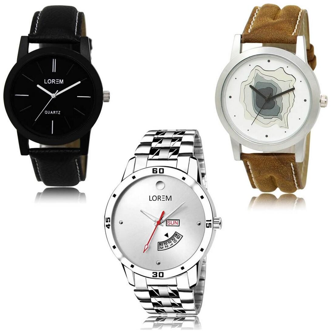 

LOREM LK-05-09-103 Day Date Function Exclusive Designer Pack of 3 For Men watches