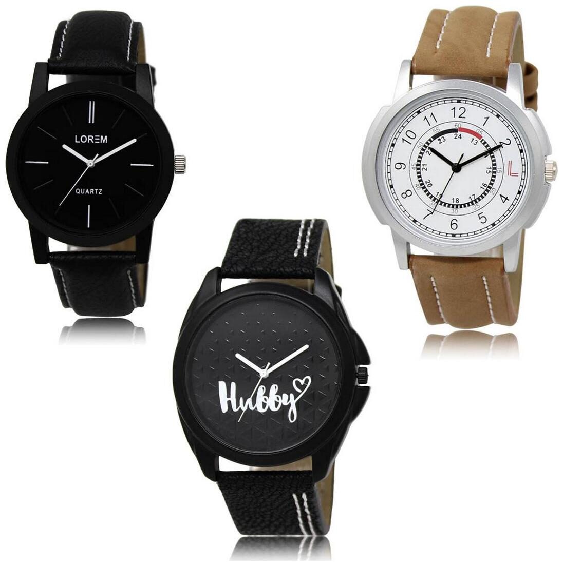 

LOREM LK-05-17-31 Multi Color Exclusive Designer Pack of 3 For Men watches
