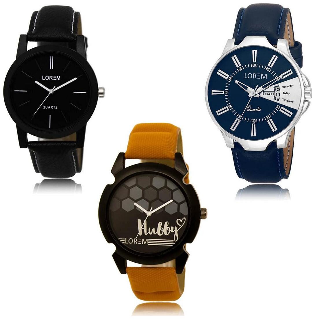 

LOREM LK-05-23-32 Day Date Function Exclusive Designer Pack of 3 For Men watches