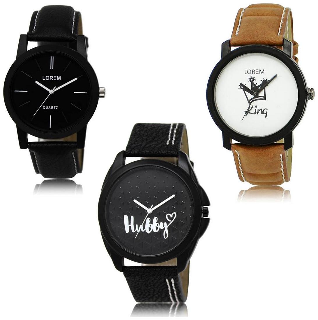 

LOREM LK-05-18-31 Multi Color Exclusive Designer Pack of 3 For Men watches