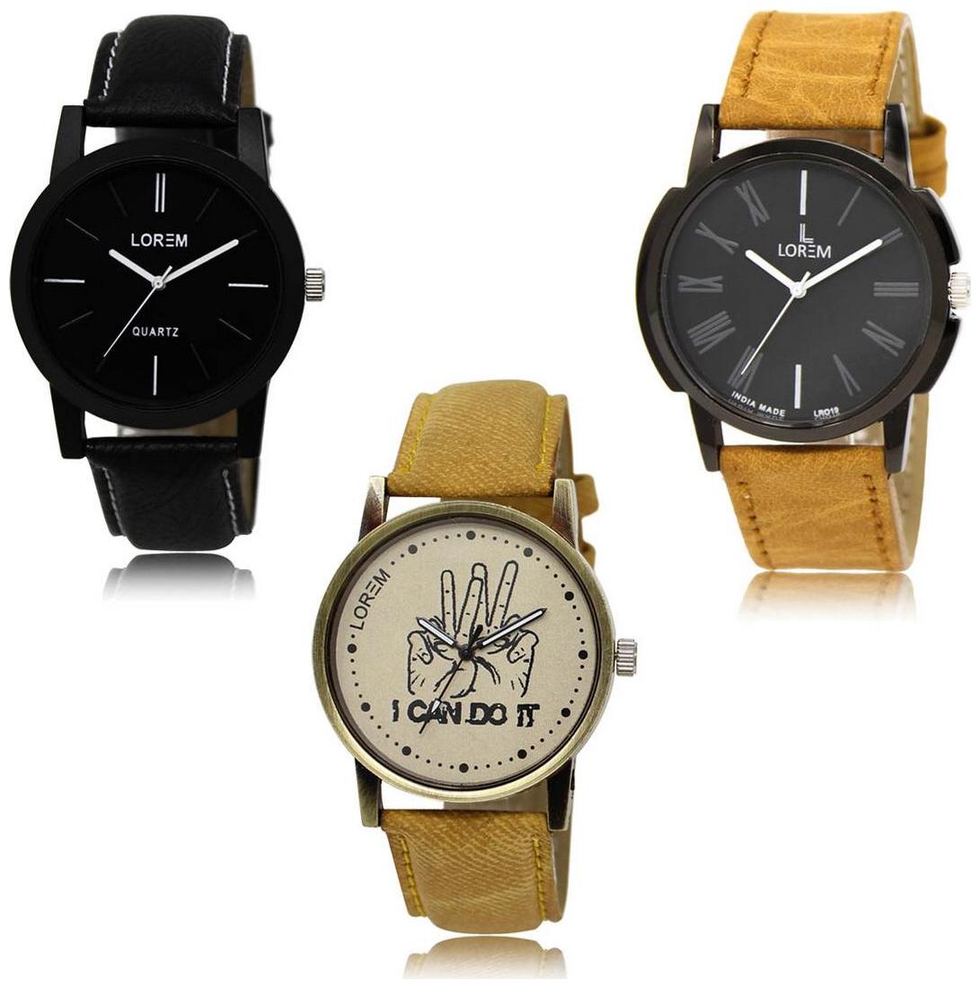 

LOREM LK-05-19-30 Multi Color Exclusive Designer Pack of 3 For Men watches