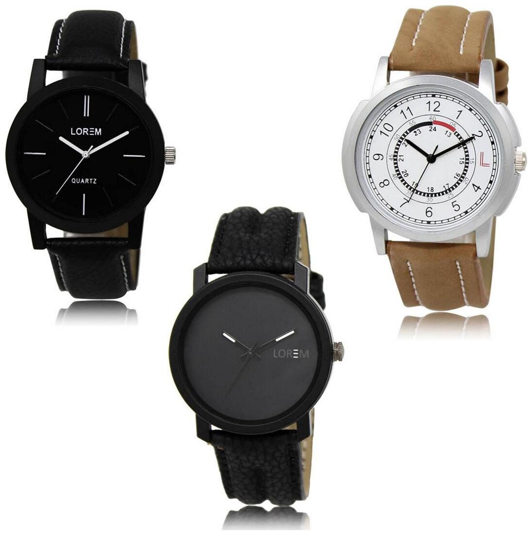 

LOREM LK-05-17-21 Multi Color Exclusive Designer Pack of 3 For Men watches