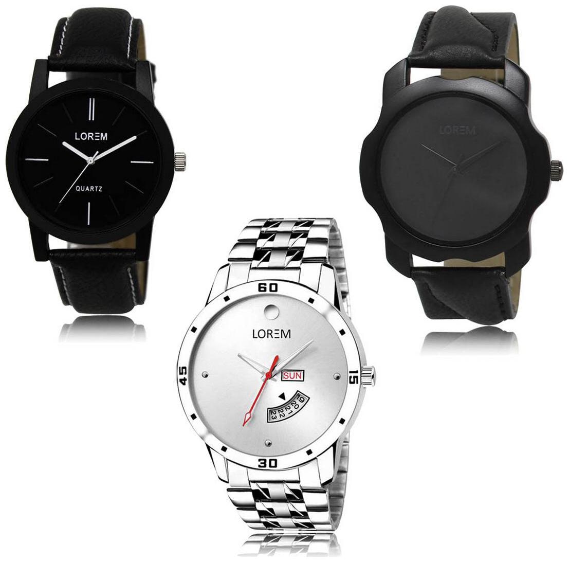 

LOREM LK-05-22-103 Day Date Function Exclusive Designer Pack of 3 For Men watches