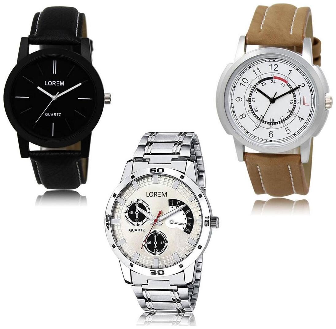 

LOREM LK-05-17-101 Multi Color Exclusive Designer Pack of 3 For Men watches