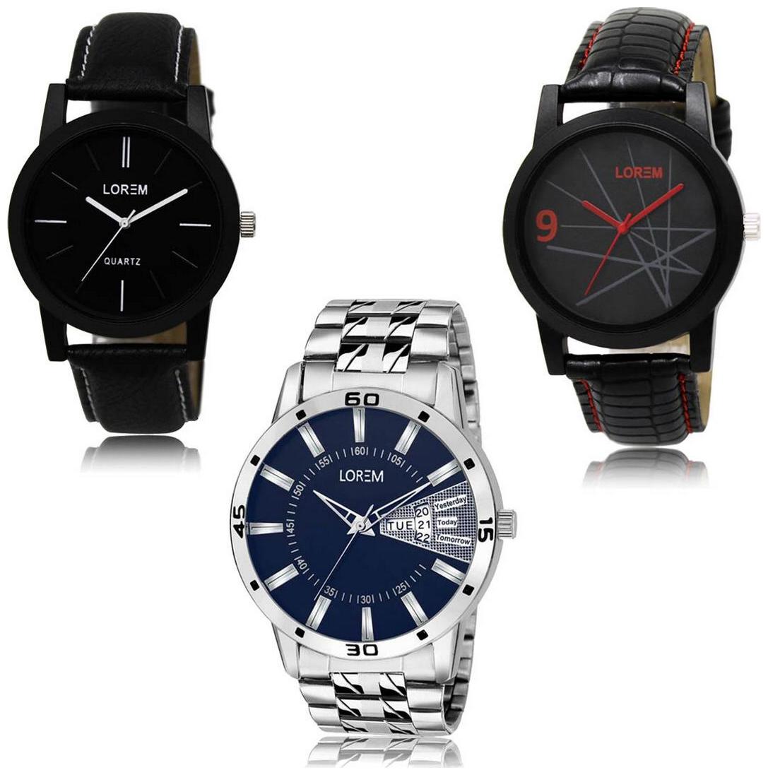 

LOREM LK-05-08-102 Day Date Function Exclusive Designer Pack of 3 For Men watches