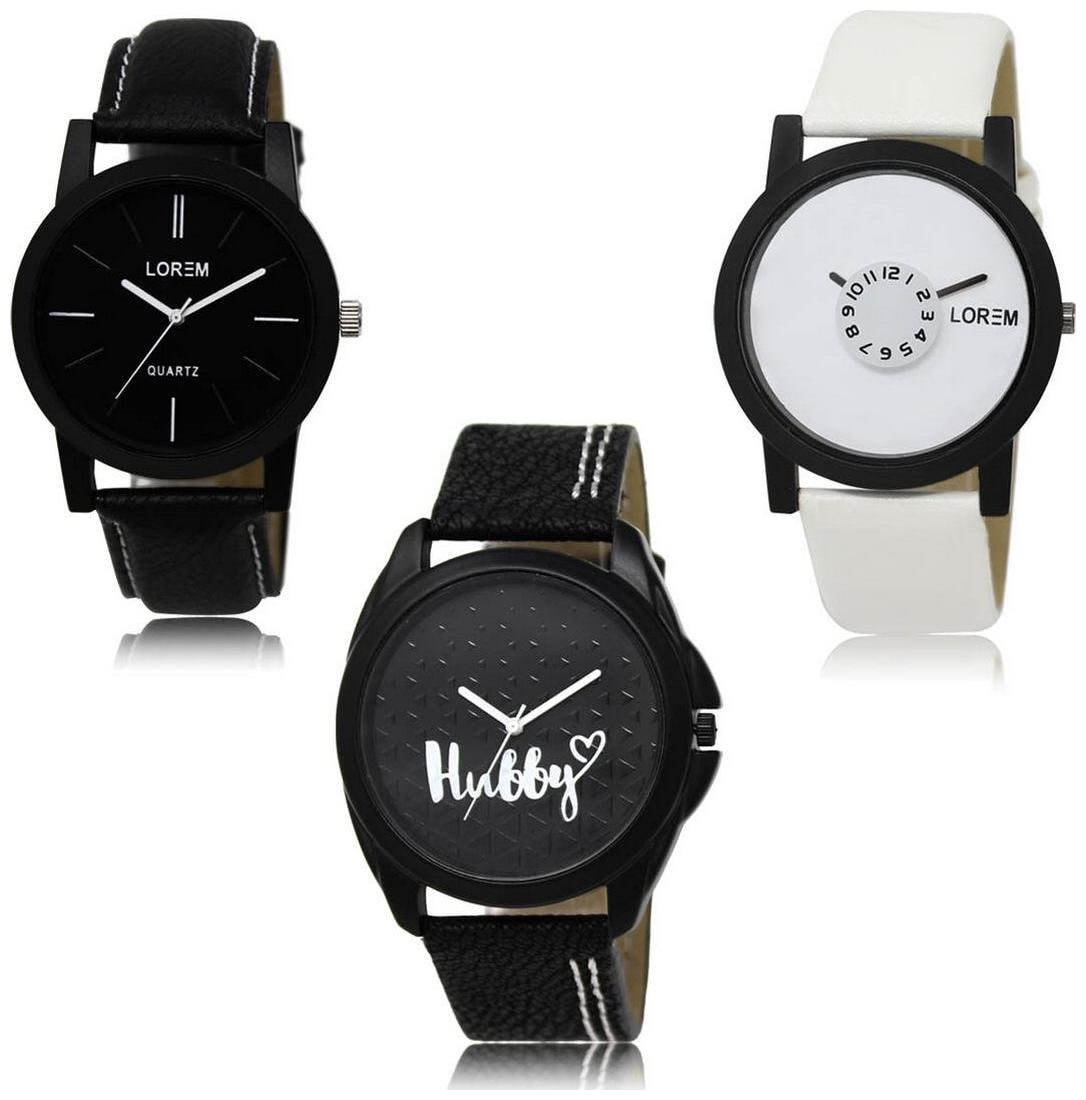 

LOREM LK-05-26-31 Multi Color Exclusive Designer Pack of 3 For Men watches