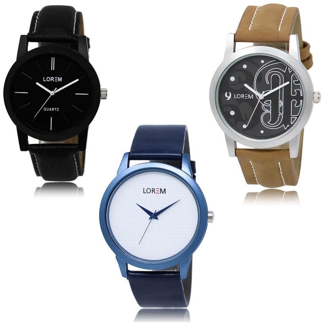 

LOREM LK-05-14-33 Multi Color Exclusive Designer Pack of 3 For Men watches