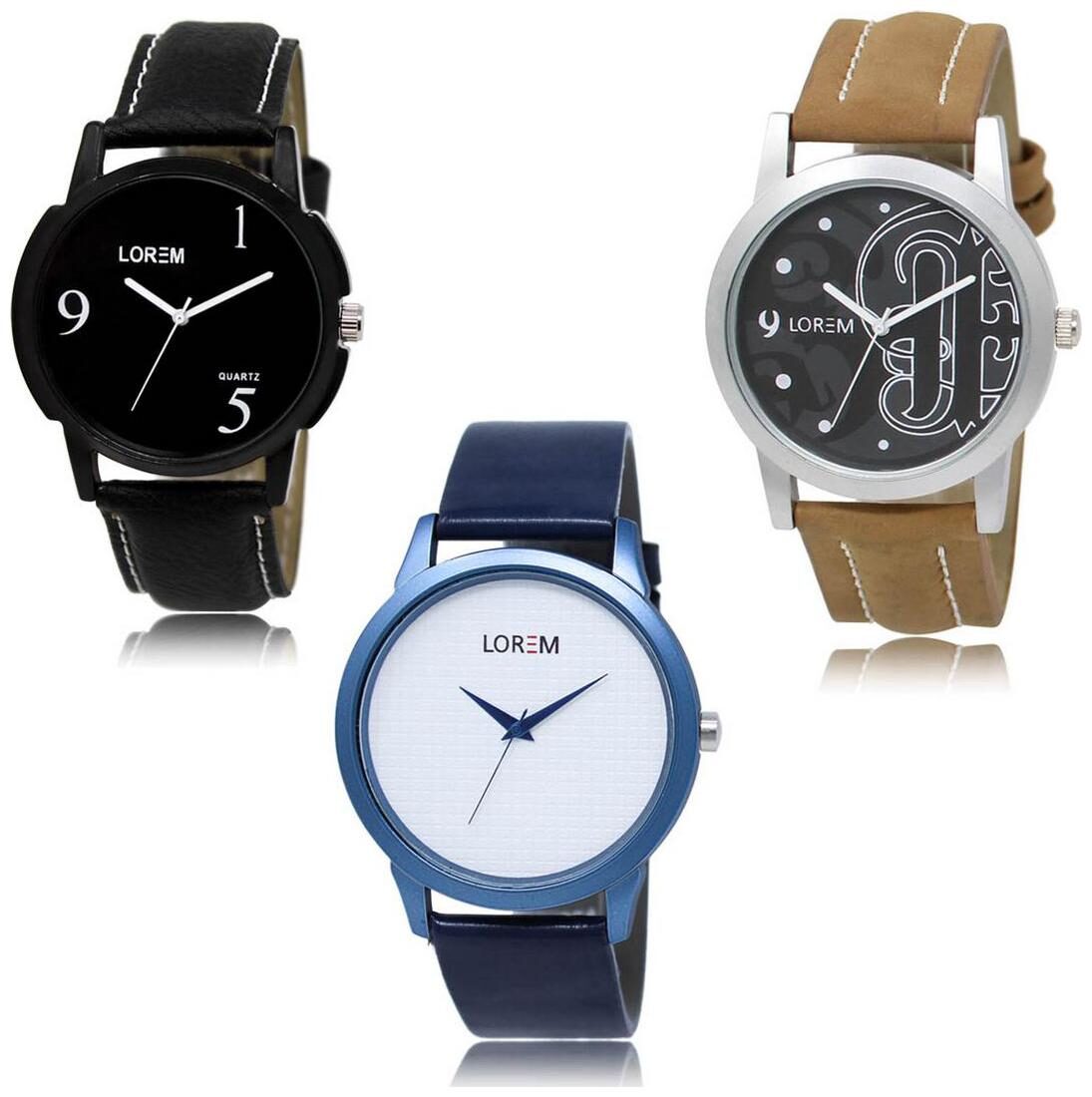 

LOREM LK-06-14-33 Multi Color Exclusive Designer Pack of 3 For Men watches