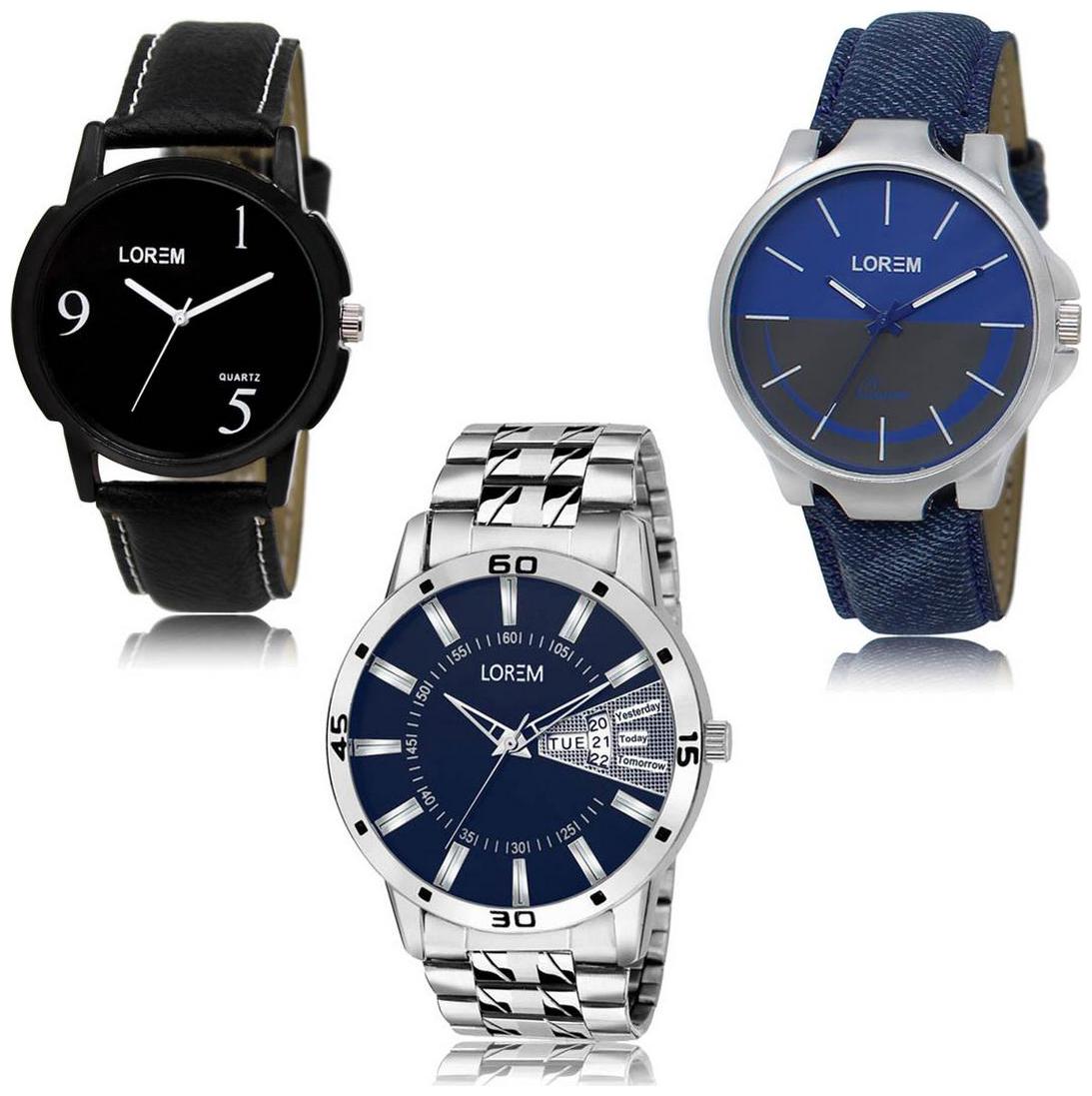 

LOREM LK-06-24-102 Day Date Function Exclusive Designer Pack of 3 For Men watches
