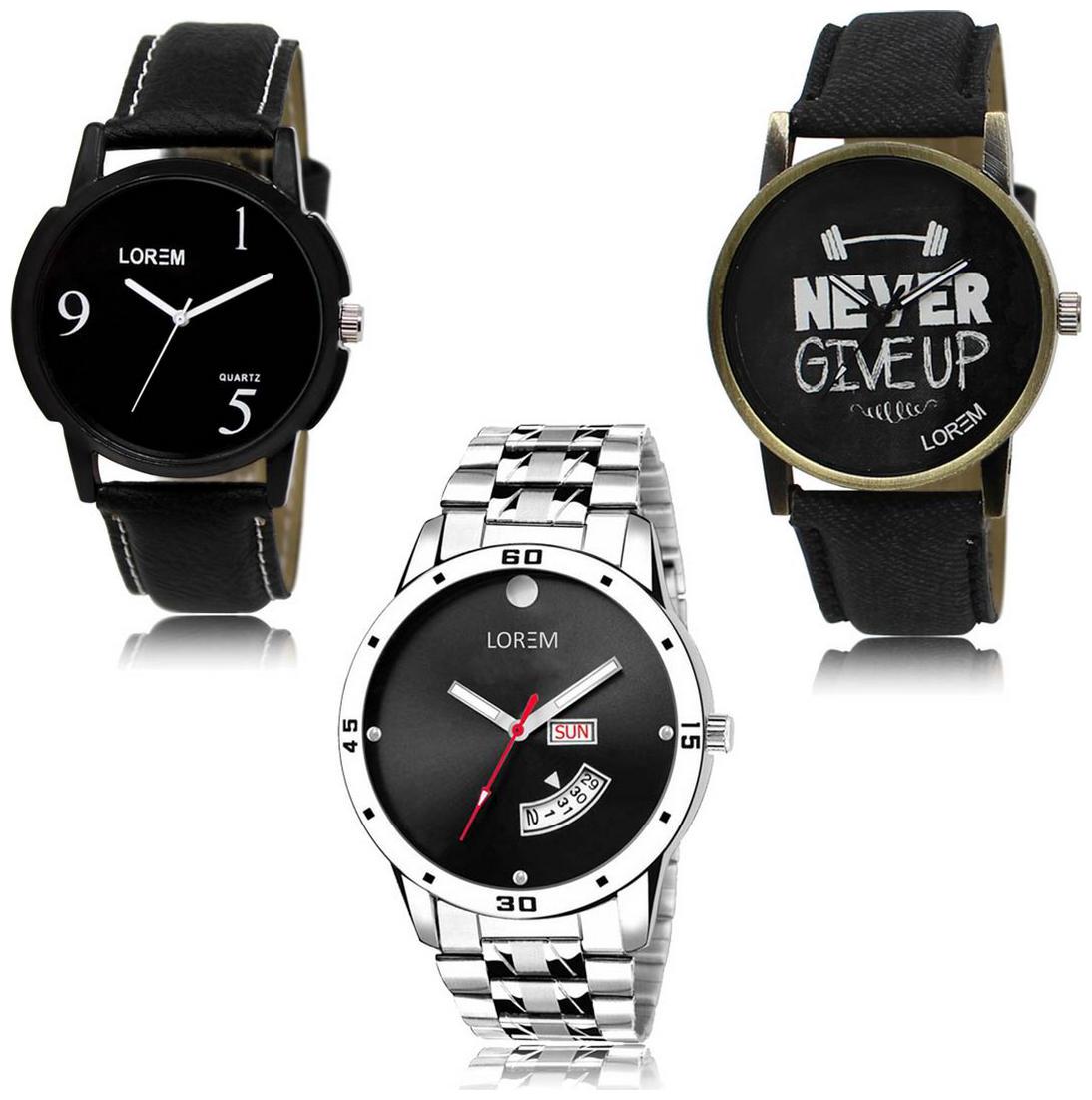 

LOREM LK-06-27-104 Day Date Function Exclusive Designer Pack of 3 For Men watches