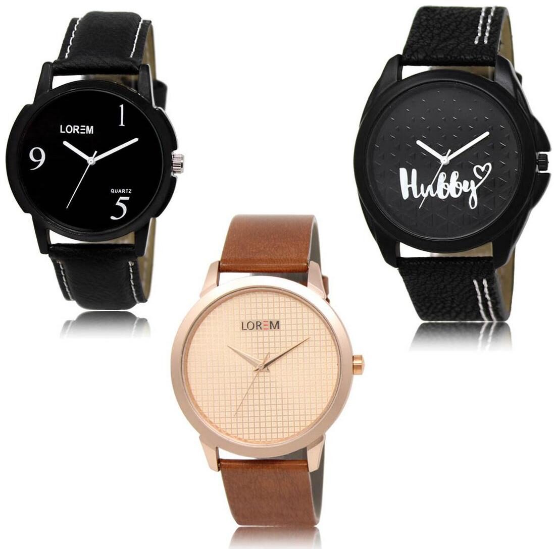 

LOREM LK-06-31-34 Multi Color Exclusive Designer Pack of 3 For Men watches