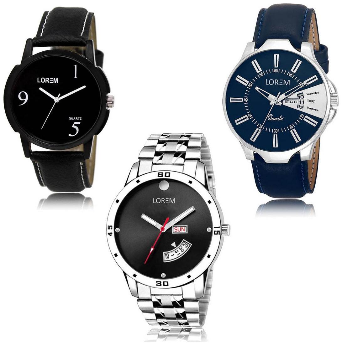 

LOREM LK-06-23-104 Day Date Function Exclusive Designer Pack of 3 For Men watches