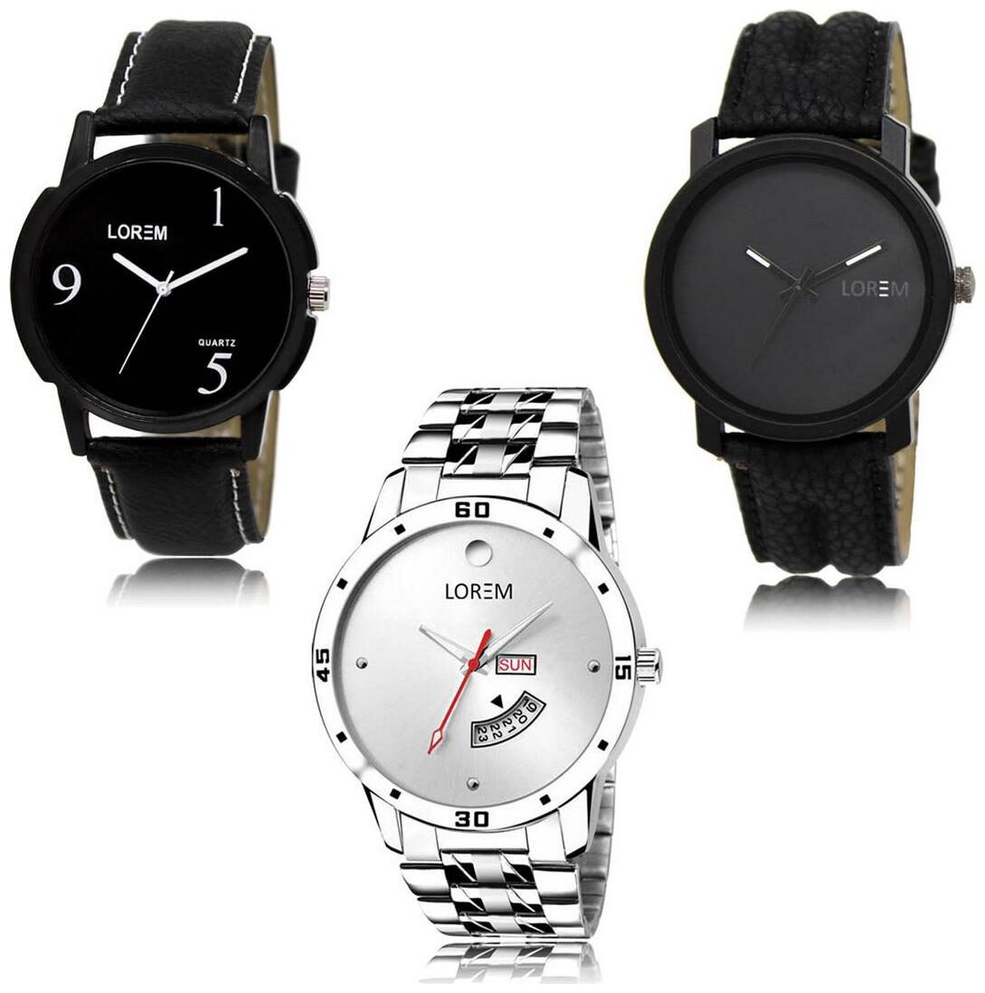 

LOREM LK-06-21-103 Day Date Function Exclusive Designer Pack of 3 For Men watches