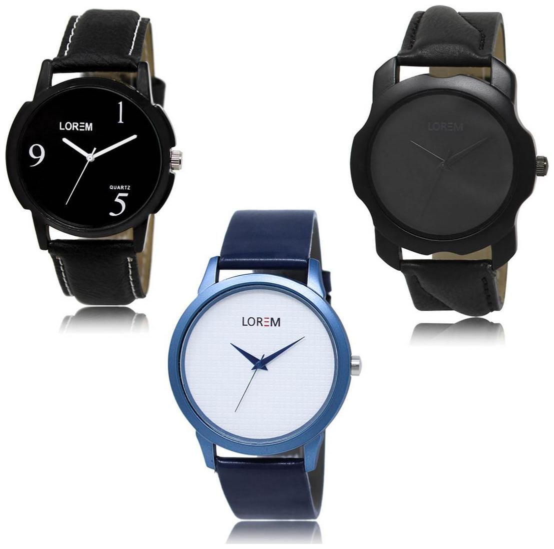 

LOREM LK-06-22-33 Multi Color Exclusive Designer Pack of 3 For Men watches