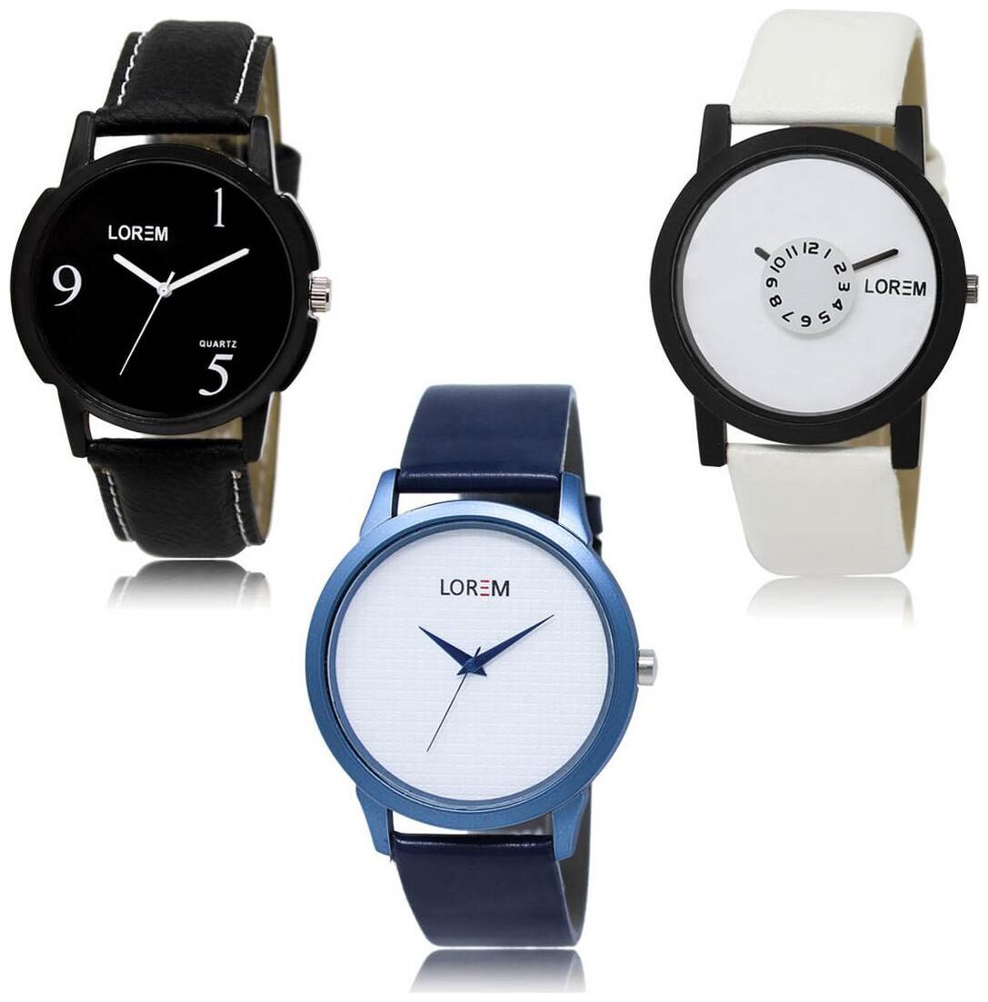 

LOREM LK-06-26-33 Multi Color Exclusive Designer Pack of 3 For Men watches