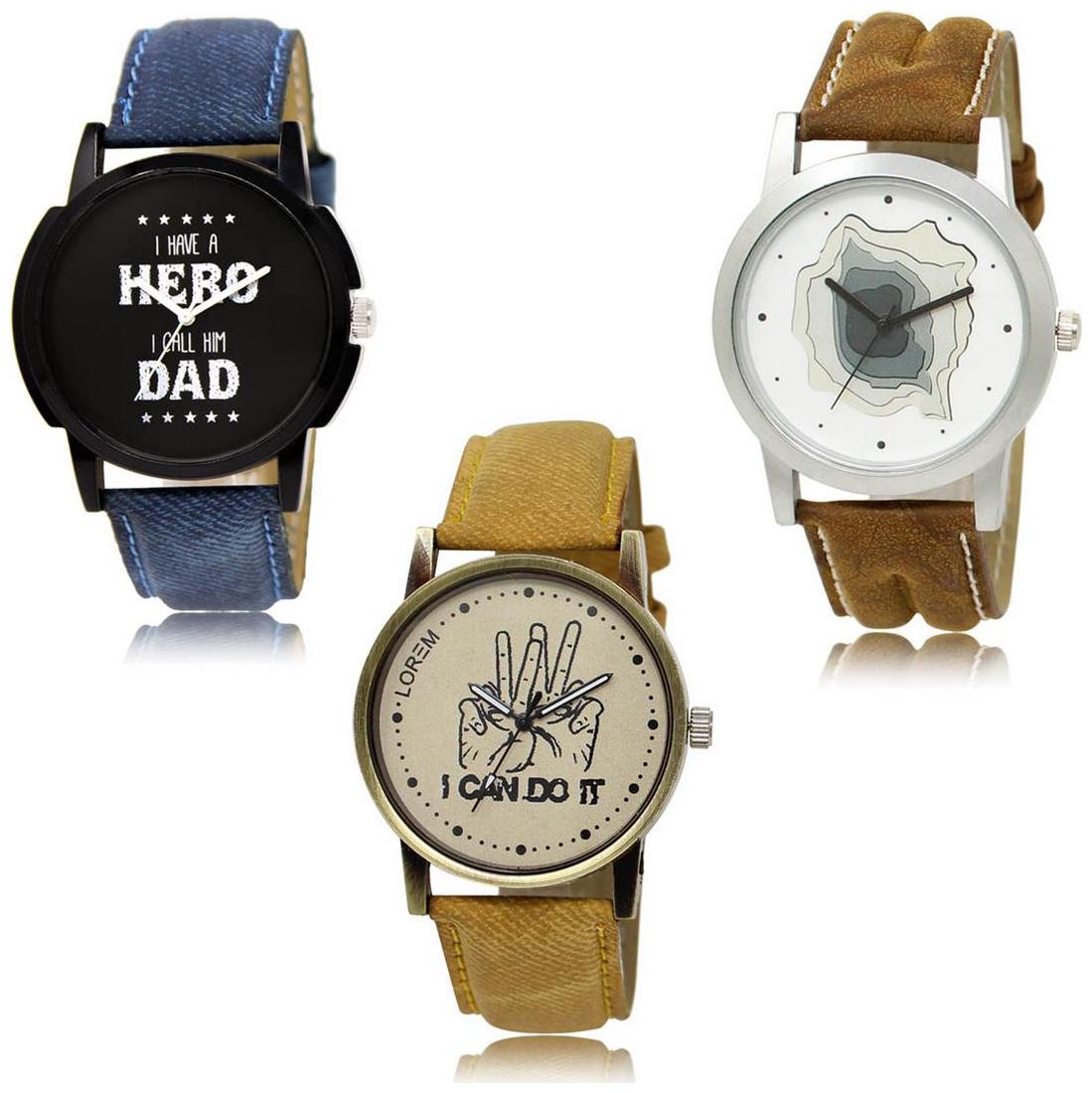 

LOREM LK-07-09-30 Multi Color Exclusive Designer Pack of 3 For Men watches
