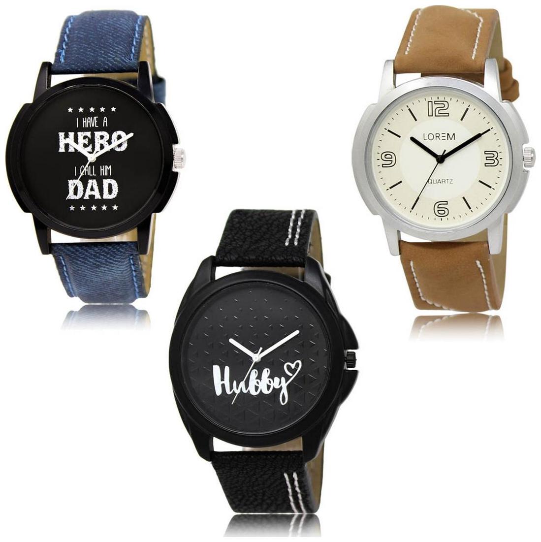 

LOREM LK-07-16-31 Multi Color Exclusive Designer Pack of 3 For Men watches