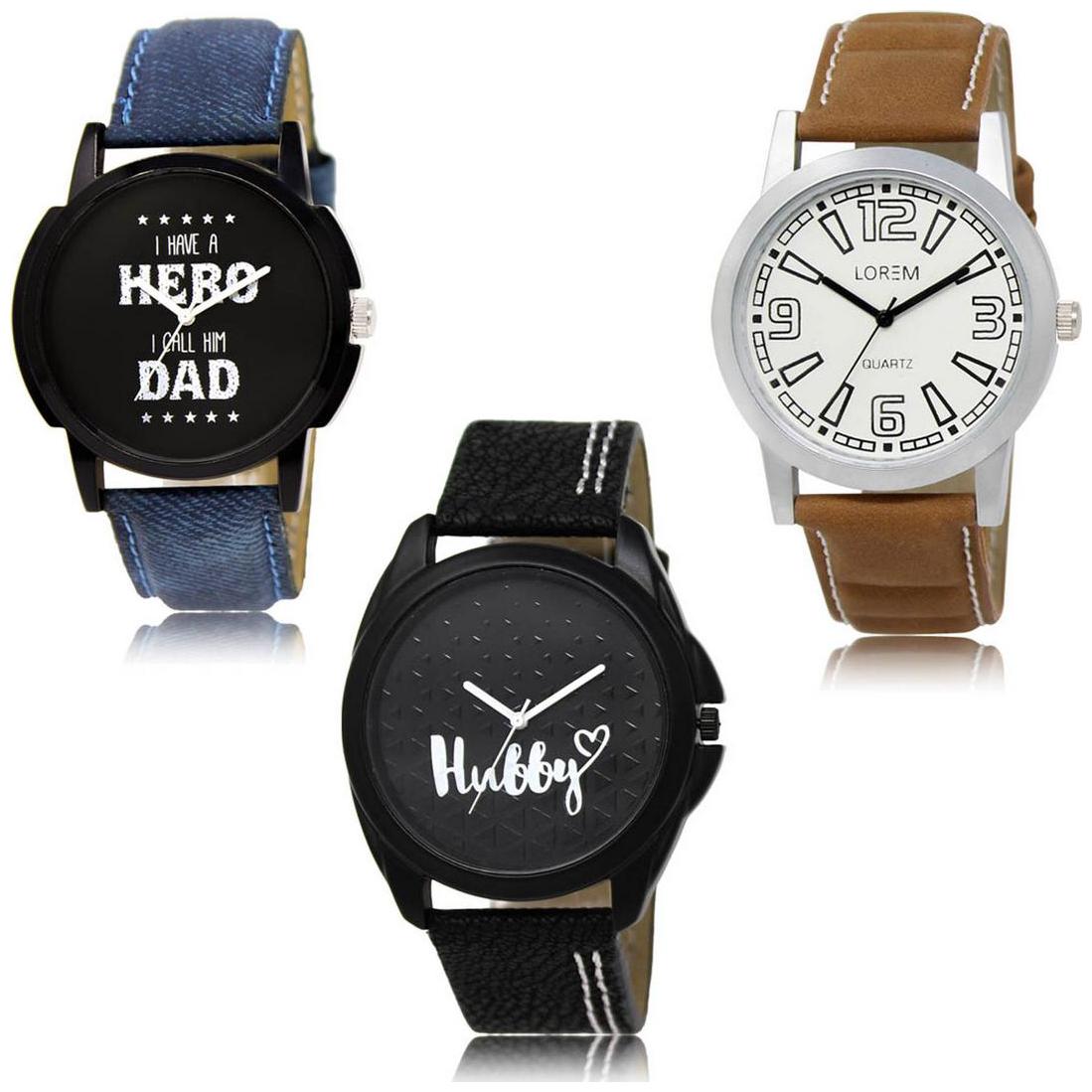 

LOREM LK-07-15-31 Multi Color Exclusive Designer Pack of 3 For Men watches
