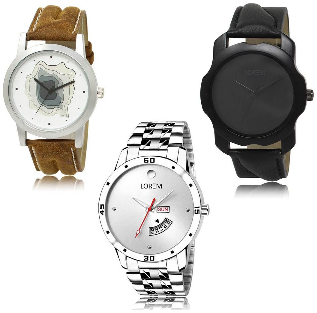

LOREM LK-09-22-103 Day Date Function Exclusive Designer Pack of 3 For Men watches