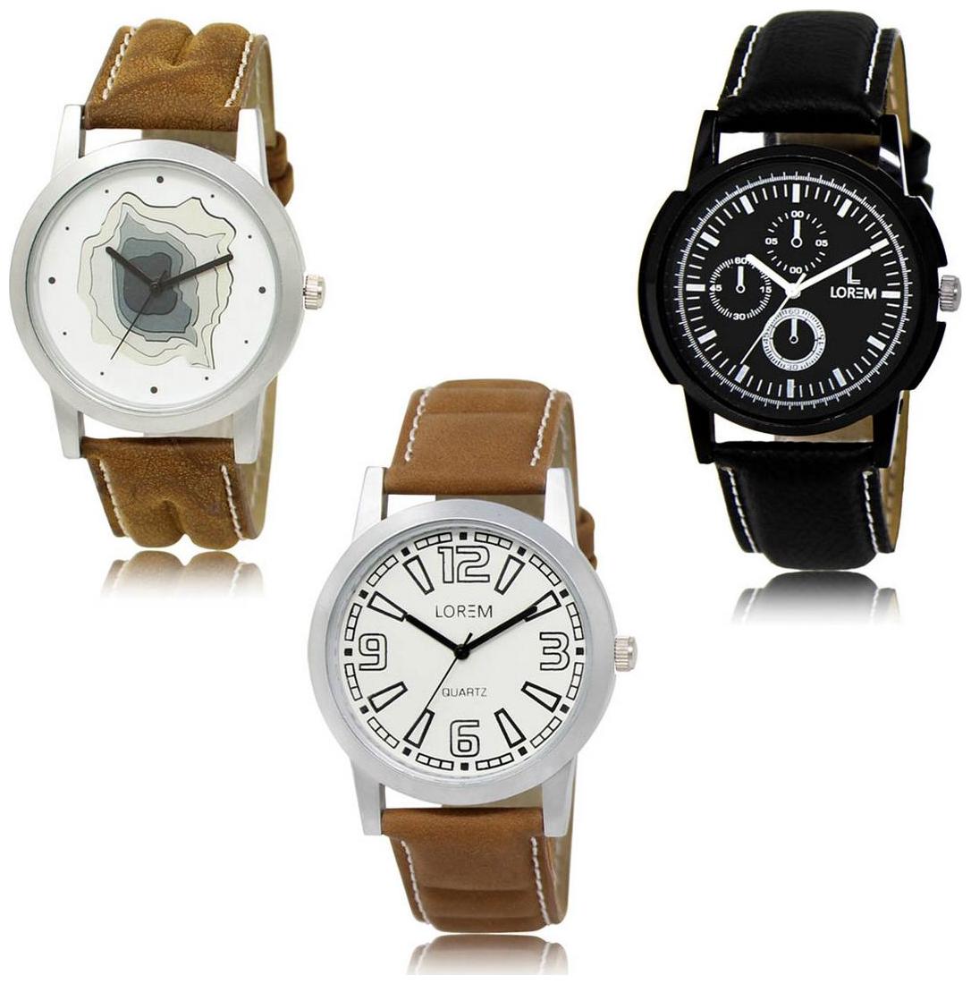 

LOREM LK-09-13-15 Multi Color Exclusive Designer Pack of 3 For Men watches