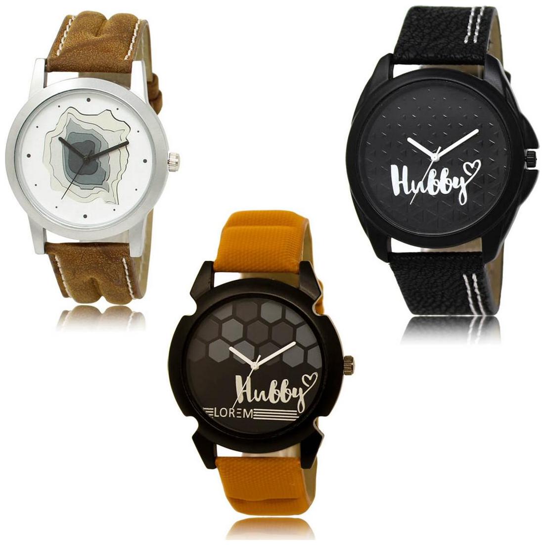 

LOREM LK-09-31-32 Multi Color Exclusive Designer Pack of 3 For Men watches