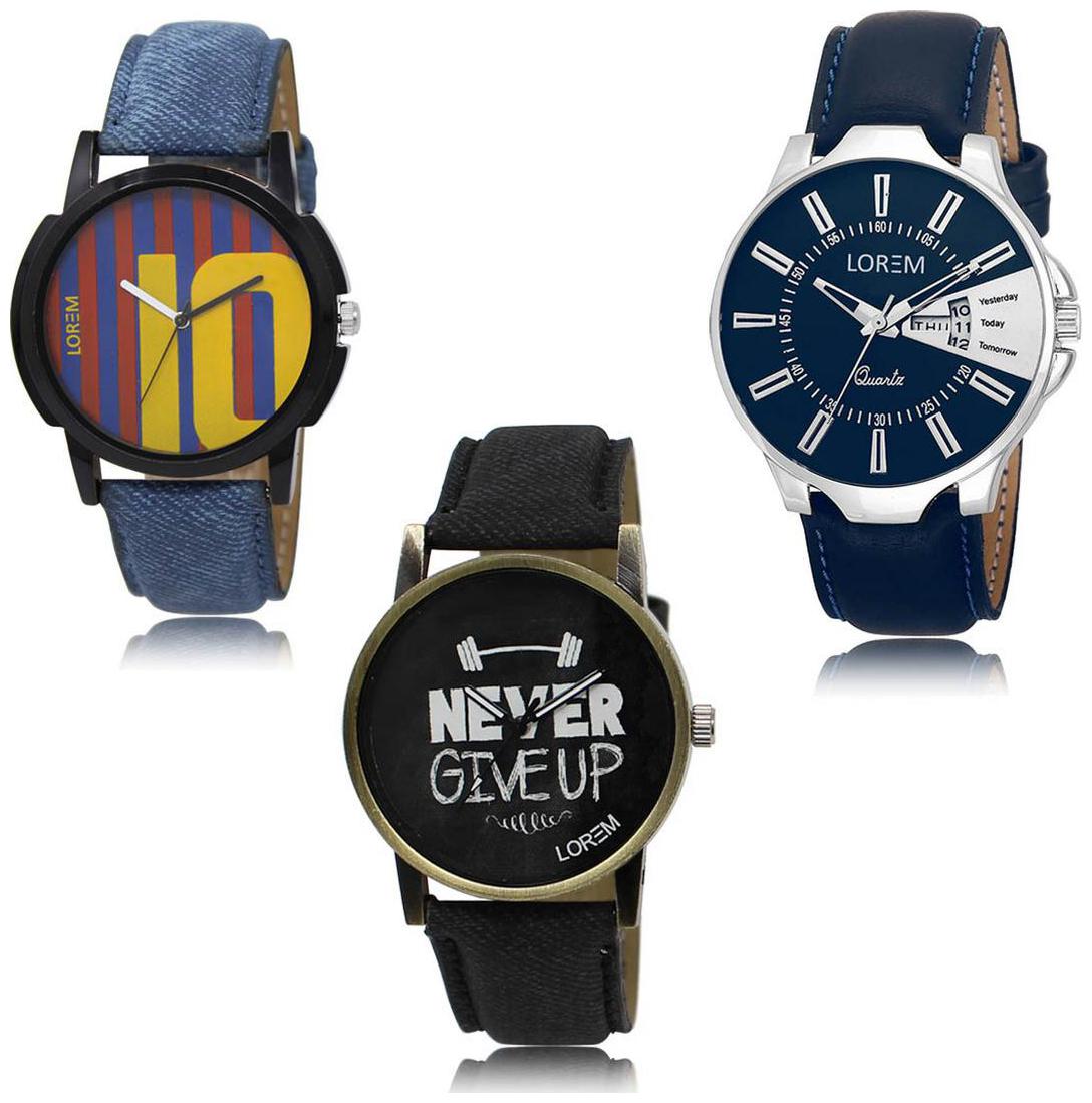 

LOREM LK-10-23-27 Day Date Function New Stylish Precious Design Pack of 3