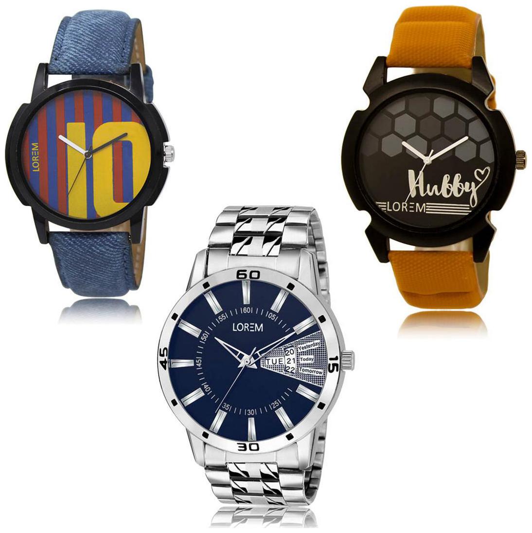 

LOREM LK-10-32-102 Day Date Function Exclusive Designer Pack of 3