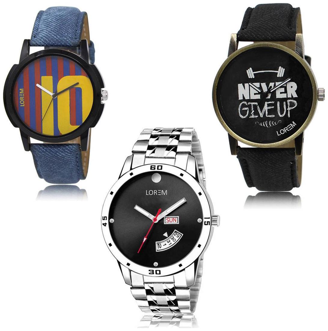 

LOREM LK-10-27-104 Day Date Function Exclusive Designer Pack of 3