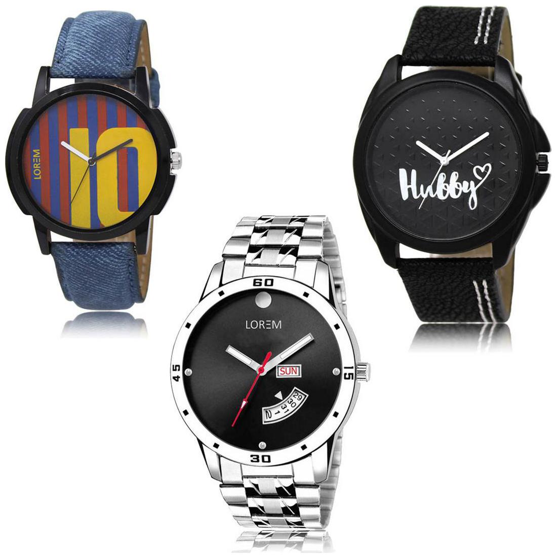 

LOREM LK-10-31-104 Day Date Function Exclusive Designer Pack of 3