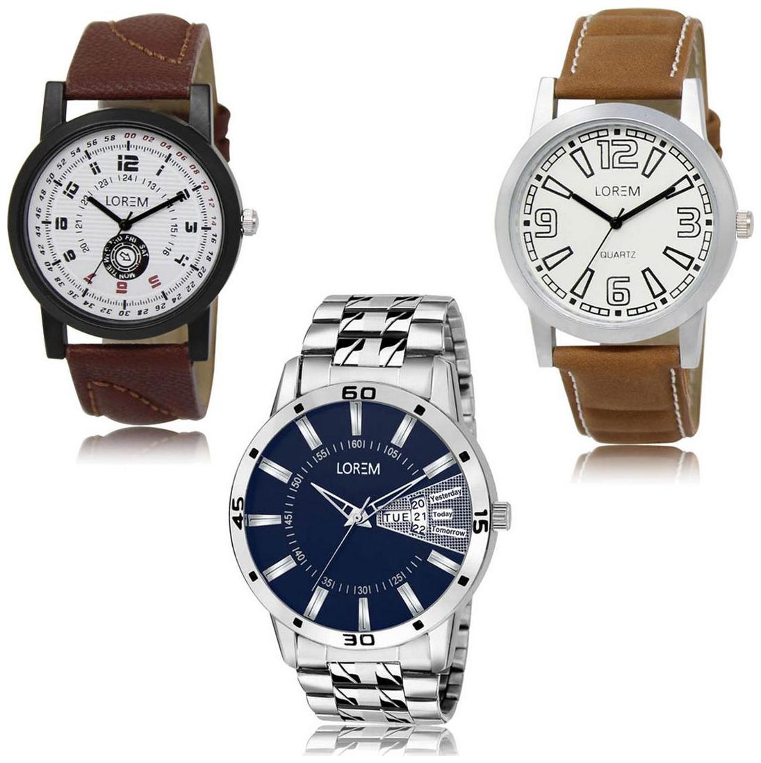 

LOREM LK-11-15-102 Day Date Function New Stylish Precious Design Pack of 3