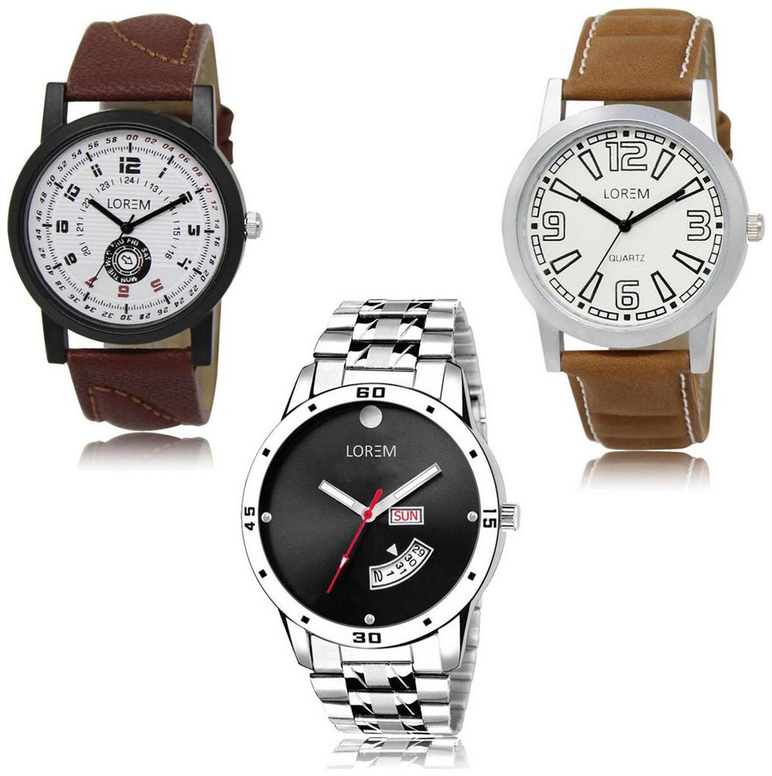 

LOREM LK-11-15-104 Day Date Function New Stylish Precious Design Pack of 3