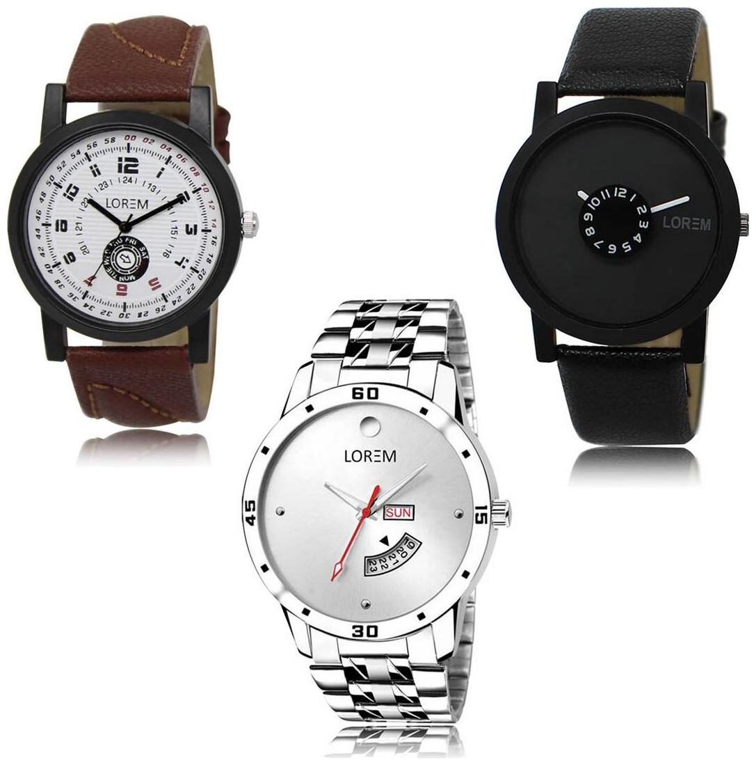 

LOREM LK-11-25-103 Day Date Function New Stylish Precious Design Pack of 3