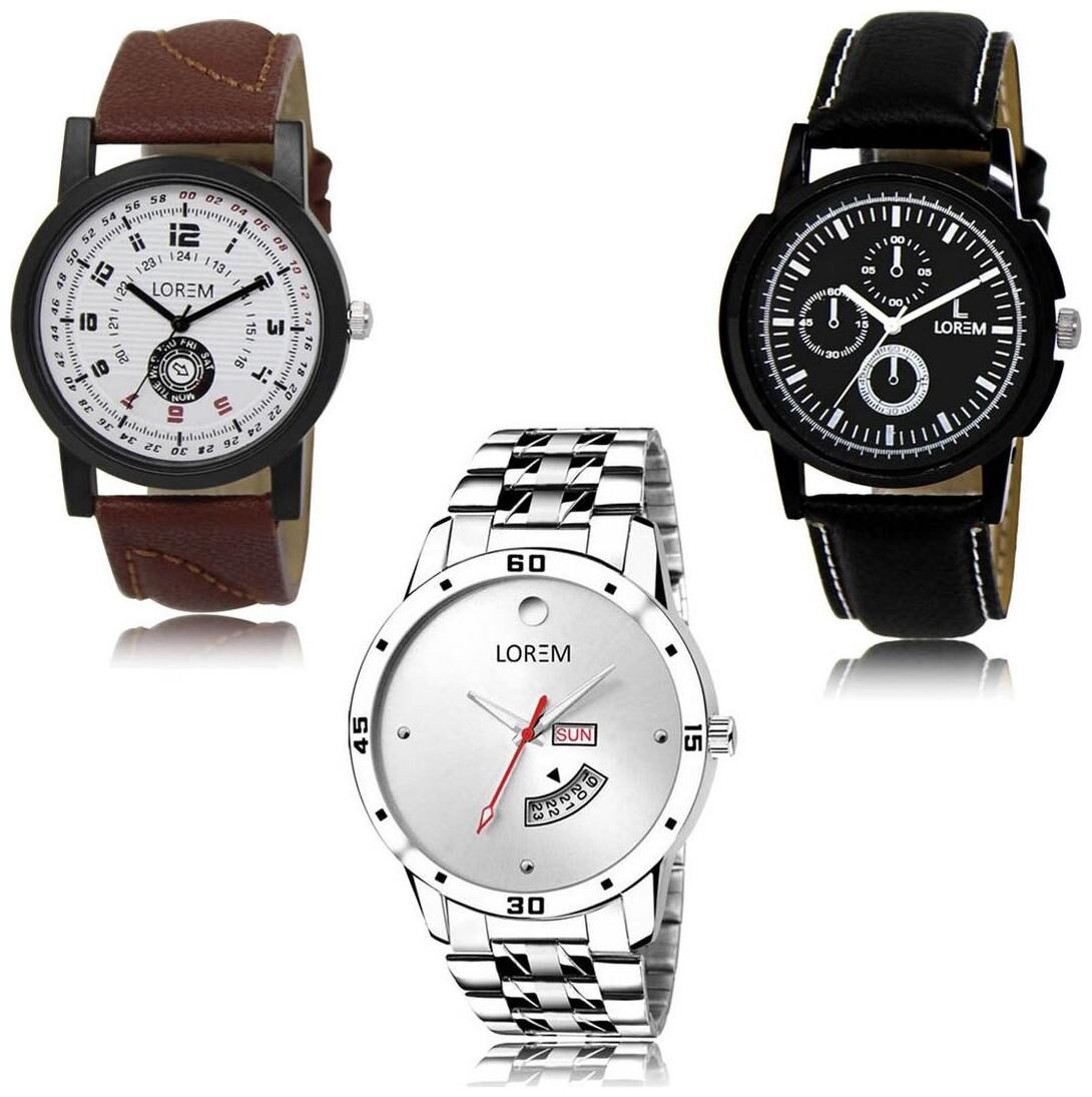 

LOREM LK-11-13-103 Day Date Function New Stylish Precious Design Pack of 3