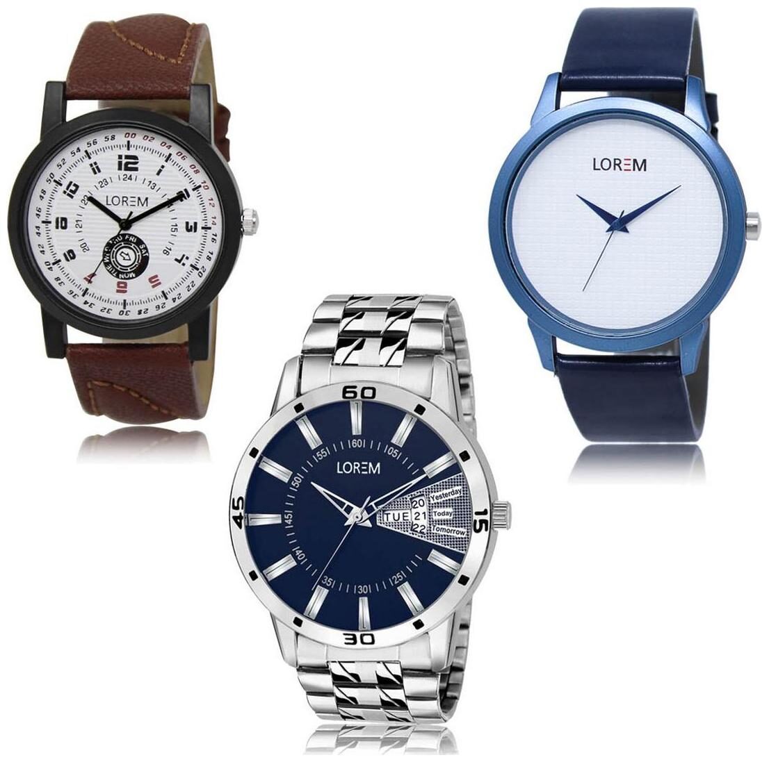 

LOREM LK-11-33-102 Day Date Function Exclusive Designer Pack of 3