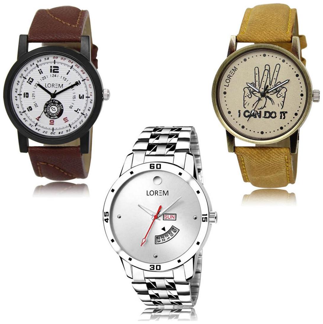 

LOREM LK-11-30-103 Day Date Function New Stylish Precious Design Pack of 3