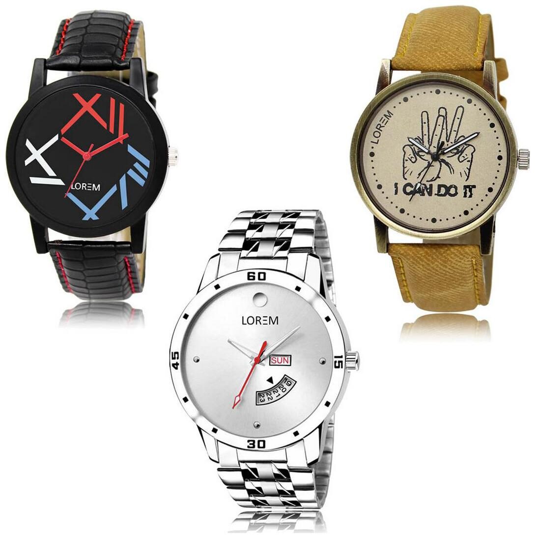 

LOREM LK-12-30-103 Day Date Function Exclusive Designer Pack of 3