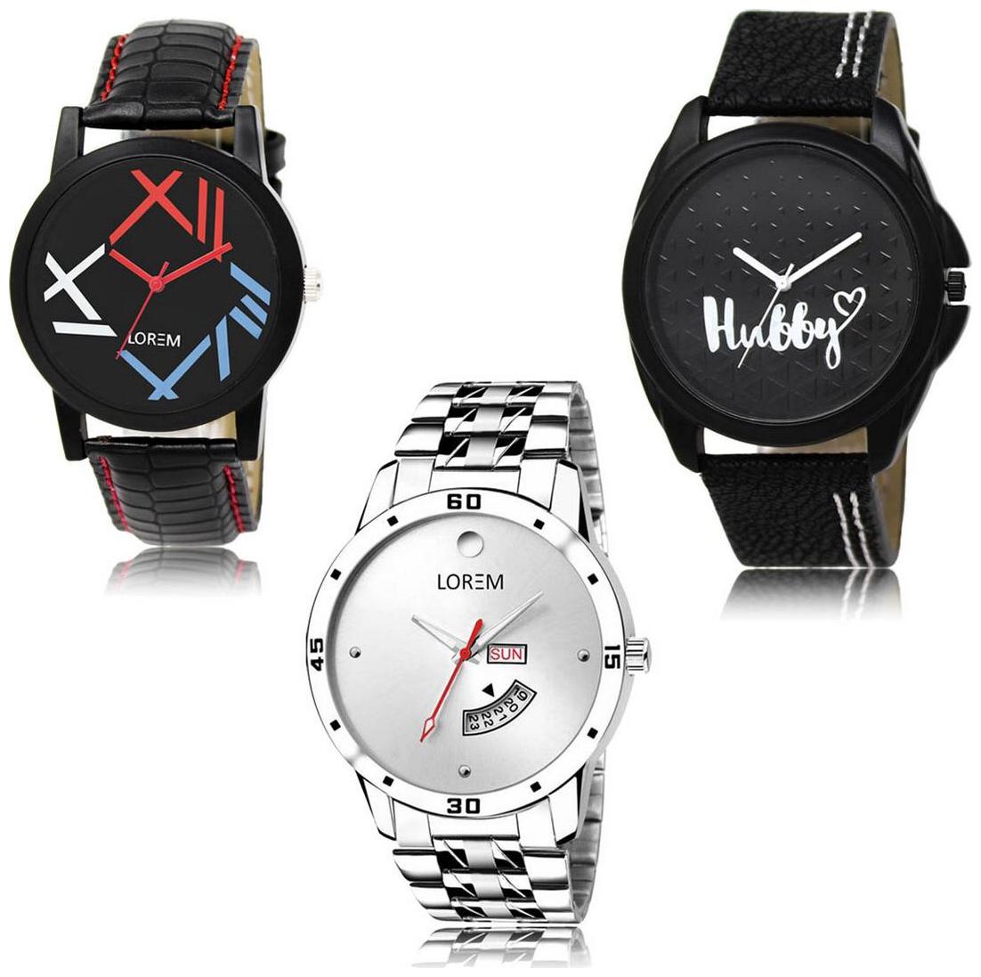 

LOREM LK-12-31-103 Day Date Function New Stylish Precious Design Pack of 3