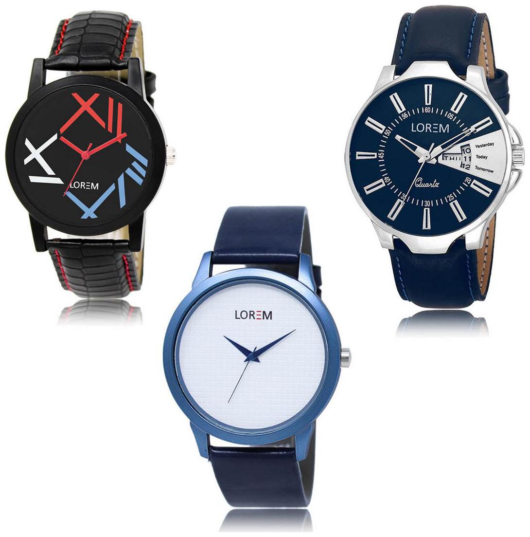 

LOREM LK-12-23-33 Day Date Function New Stylish Precious Design Pack of 3