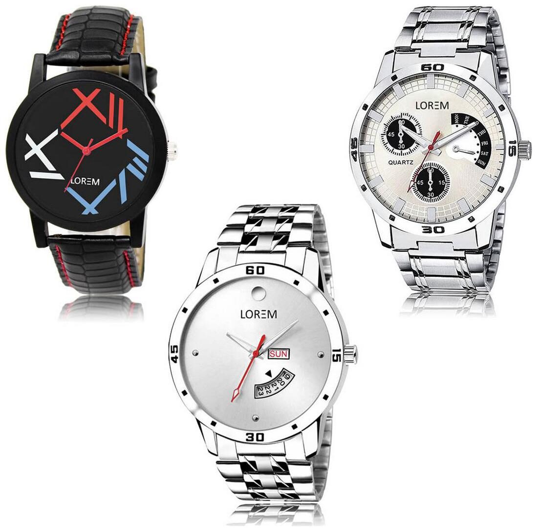

LOREM LK-12-101-103 Day Date Function New Stylish Precious Design Pack of 3